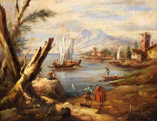 XVIIIe siècle - Paire de paysages còtiers Vénitiens, cercle de Francesco Guardi (1712-1793)